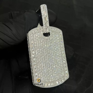 Nouveau pendentif Hip Hop rectangulaire Modish entièrement glacé rond brillant cultivé en laboratoire VVs D diamant incolore or blanc 10K pour les hommes - Product Image 5