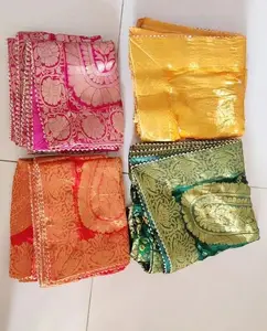 Toptan fiyat Banarasi Jackard sanat ipek kumaş el yapımı Banarasi dokuma sanat ipek Dupatta atkılar hint jaiheavy ağır Dupatta