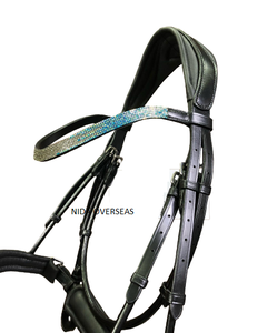 Caballo ecuestre de cuero de alta calidad, doma anatómica, snafla, brida medio enrollada con diamantes de imitación Caballo - Product Image 2