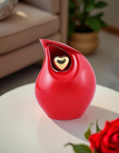 Urne de crémation en métal de larme rouge de couleur personnalisée avec coeur d'or stockage de cendres de souvenir commémoratif décoratif fournitures funéraires - Product Image 5