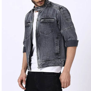 Veste en jean pour homme de couleur personnalisée la plus confortable Prix de qualité bon marché Noir Veste en jean en gros Service OEM - Product Image 5