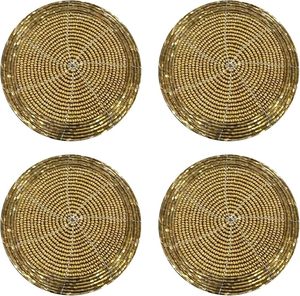 Handcrafted Round Glass <b>Beaded</b> <b>Coaster</b> Set for Dining Tables Weddings Christmas & Family Gatherings Perfect Party Decor - Product Image 1