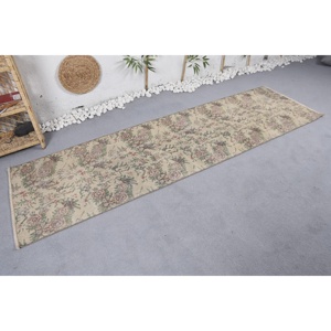 พรมตุรกีขนาด 2.5x8.6 ฟุต, พรมวินเทจแบบ Runner, พรมสีเบจสไตล์ตะวันตกเฉียงใต้ - Product Image 4