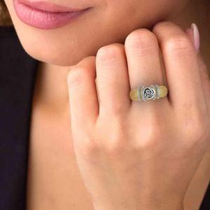 Anillo de Compromiso de Plata de Ley 925 de Dos Tonos con Diamantes Redondos, Oro Amarillo, Rosa, para Mujer, a Precio Barato, Novedad - Product Image 6