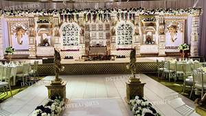 Magnífica Configuración de escenario de boda de Hollywood decoración de escenario de boda de Bollywood moderna escenario de tema de boda Blanco Asiático - Product Image 2