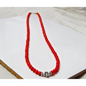 Genuine Natural Italian Coral <b>Necklace</b> <b>Handmade</b> Sterling <b>Silver</b> Fashion Beaded Jewelry 4x4 mm Gemstone Beads NL0107-GS - Product Image 4