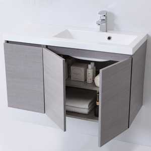 90 cm Right-Sided Bathroom Cabinet with <b>Doors</b> <b>Mirror</b> Miami Wall Unit Set - Product Image 4