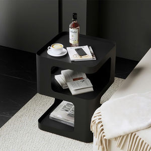 Modern <b>Black</b> <b>Metal</b> <b>Side</b> <b>Table</b>, No-Assembly Nightstand with Storage for Bedroom, Living Room & Entryway. - Product Image 4