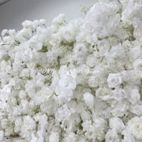 Maßgefertigte Luxuriöse Seiden-Kunstblumenwand 8x8ft 3D Rosen Handgemachte Realistische Blumenwand-Rolle für Party- und Hochzeitsdekoration