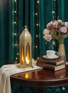 Lanterne en métal marocaine de conception indienne exclusive, décoration du Ramadan, utilisation intérieure durable, ambiance domestique radieuse, élégante et festive - Product Image 5