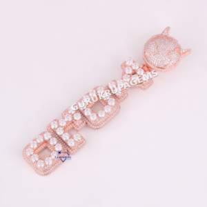 Passe diamant testeur nom vertical pendentif personnalisé bijoux personnalisés 14KT or rose laboratoire cultivé diamant glacé hommes - Product Image 5