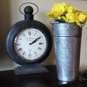Rustic Metal <b>Flower</b> Vase - 8 Inches <b>Tall</b> - French Bucket - Farmhouse Style - Set of 2 <b>Tall</b> Metal Floor Vases - Product Image 4