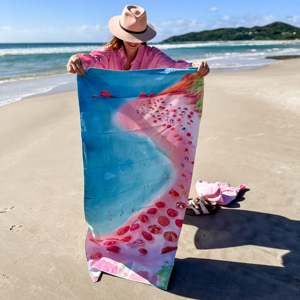 Serviette de plage de voyage de luxe personnalisée avec impression artistique, séchage rapide, motif tropical estival original et sac de piscine de luxe - Product Image 6