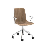 Chaise de bureau ergonomique pivotante OMNI moderne avec dossier haut et structure en bois pour solutions de bureau modulaires