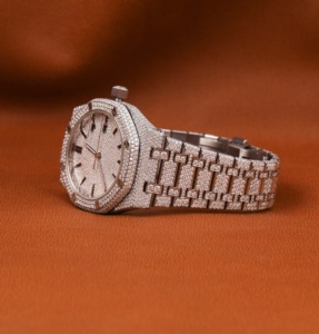 Personalizado completo helado redondo Moissanite diamante clásico fecha Dial características diamante reloj para hombres regalo - Product Image 2