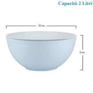 Juego de 3 Ensaladeras Azul/Verde/Beige de 20cm, Tapas de Platos de Catering de Plástico 2L para Fiestas, Buffets Lavables para Ensalada de Verduras - Product Image 2