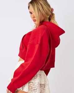 เสื้อสเวตเตอร์มีฮู้ดคอปกตั้งระบายอากาศลำลองของผู้หญิงสีพื้นสไตล์เกาหลีแบบสั้นมีฮู้ดลายวงกลมฤดูใบไม้ผลิฤดูใบไม้ร่วง - Product Image 2