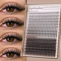 Kit d'extension de cils DIY, cheveux synthétiques faits à la main, 18 mm, volume léger hybride, 3D-5D, faux cils en grappes, pinces pour professionnels