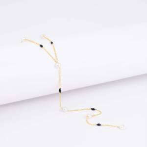 Collar con Colgante en Forma de Y con Perla Redonda de Esmalte Negro, Diseño Turco Hecho a Mano, Joyería de Plata de Ley 925 - Product Image 4