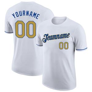 Direct Engro Sportswear Venta al por mayor Custom White Old Gold-Royal Performance Camiseta - Product Image 1
