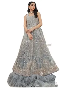 Robe de mariée en mousseline de soie multicolore, nouvel article brodé 2022, nouveau design, robes mère de la mariée - Product Image 1