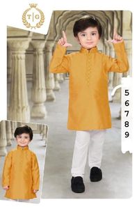 Conjunto de pijama Kurta con estampado dibujado a mano, traje indio cultural festivo para fiestas infantiles, diseñador étnico bordado para niños - Product Image 6