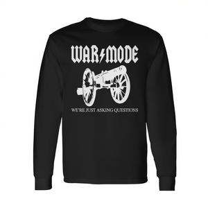 T-shirt a maniche lunghe War Mode in cotone nero girocollo unisex con design grafico, abbigliamento promozionale - Product Image 2