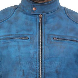 Veste en cuir pour homme de la dernière collection, de qualité supérieure, avec col montant et logo sur le devant, couleurs personnalisées, prix de gros - Product Image 5