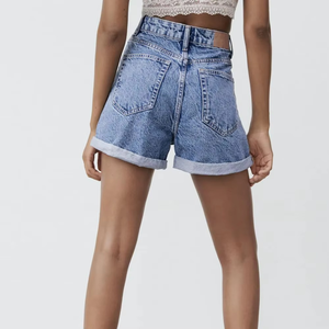 Femmes taille haute décontracté été Denim Shorts couleurs personnalisées tailles confortable taille moyenne mode porter solide délavé bleu Design - Product Image 2