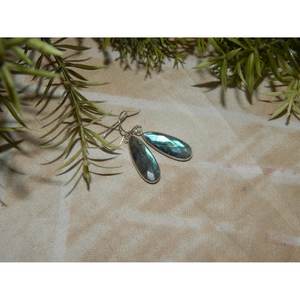 Labradorite <b>Earrings</b> Dainty Rose Gold Gemstone Handmade Sterling <b>Silver</b> <b>Wedding</b> Gift Jewelry E0249-GS for Her - Product Image 4