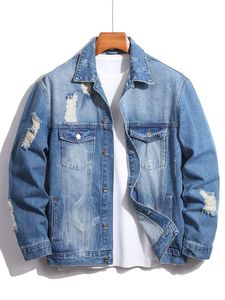 La mejor chaqueta vaquera para hombre, ecológica, transpirable, detalle de botones, Vintage, elegante, duradero, versátil, 100% algodón - Product Image 3