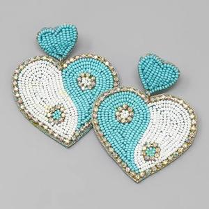 Pendientes de diseño clásico en forma de corazón bordados con cuentas de semillas de la India, regalo de fiesta hecho a mano para mujer - Product Image 4