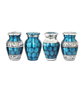 Urnas de recuerdo azules para cenizas humanas-Urnas de cremación para mujeres Juego de 4 - Mini urnas azules con caja y bolsas premium-Honor Your - Product Image 1