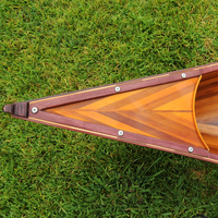 K007 - Canot en cèdre véritable OMH élégant, canot en bois massif, monoplace, 1 personne, bateau à rames durable pour l'extérieur, 301Lx66.7Wx49H cm