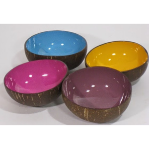 Tazón de cáscara de coco hecho a mano en acabado de laca Logotipo personalizado para ensaladas de frutas Fabricante de Vietnam - Product Image 3