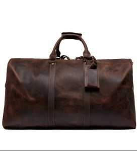 Gran capacidad de alta calidad de cuero genuino de viaje hombro Duffle viaje Weekender equipaje - Product Image 1