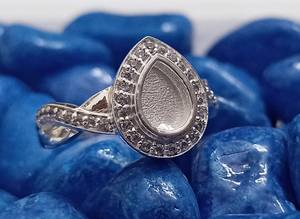Anillo con forma de pera de Plata de Ley 925, 5x7mm, bisel de montaje, circón, bricolaje, buena resina, cenizas, regalo de trabajo, su proveedor personalizado - Product Image 6
