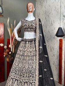 Vêtements de soirée brodés en fil de dentelle lehenga choli vêtements traditionnels indiens nouveaux designs dans un nouveau style tendance - Product Image 2