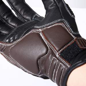 Gants de moto vintage en cuir véritable Gants de protection en caoutchouc pour écran tactile Gants de moto - Product Image 3