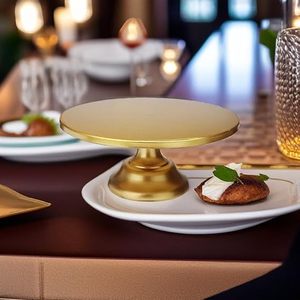 แท่นวางเค้กโลหะสีทองแบบมินิมอลพร้อมผิวด้านหรูหราแท่นวางเค้กกลมสีทองแบบเรียบง่ายสำหรับอุปกรณ์ทำขนมอบในห้องครัวที่บ้าน - Product Image 4