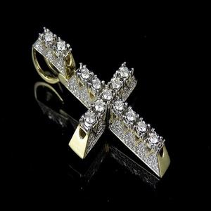 Pendentif croix de jésus en argent sterling S925 entièrement clouté de diamant Moissanite taille ronde dans la clarté VVS - Product Image 1