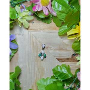 Pearline Spencer <b>Opal</b> <b>Pendant</b> with Multi Stones & Sterling Silver Bezel Setting Inlay Technology - Product Image 1