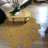 Luxuriöser Jute-Teppich mit Abstraktem Design für Wohnzimmer, Natürliche Farbe, Anpassbare Größen, Beste Qualität, Rutschfest, Waschbar, Modernes Flachgewebe