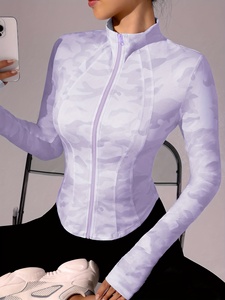 Women's Seamless Yoga <b>Jacket</b> Tops Gym Fitness <b>Workout</b> Sports Shirts Skinny Midweight Spandex/Nylon Elastic Waist Long Sleeve - Product Image 4