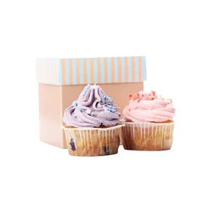 Popular Square Acrylic Dessert Cup Cake Boxes Small Packaging Cake Box Custom Logo Printed Cardboard Paper