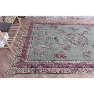Vintage Turkish <b>Runner</b> Rug 0.6x10.3 ft, Blue <b>Red</b> Floral Wool Rug - Product Image 5
