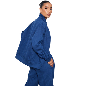 Survêtements décontractés bleus personnalisés pour hommes et femmes survêtements en polaire imprimés avec capuche et ceinture à l'intérieur pour les listes d'hiver - Product Image 4