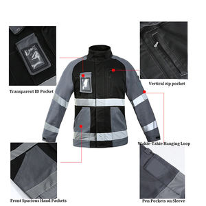 Chaqueta de trabajo de construcción al aire libre impermeable logotipo personalizable con características de seguridad reflectantes de alta visibilidad - Product Image 3