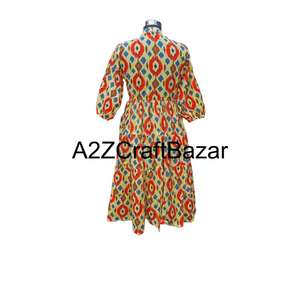 Robe florale mi-longue vintage indienne Himanshi en coton écologique respirant, taille naturelle, faite à la main, coupe confortable, facile à assortir - Product Image 5