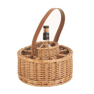 Red <b>Hamper</b> Round <b>Wicker</b> Whisky Carrier with 28x28x13cm Dimensions and 36cm Stand for Celebration Drinks - Product Image 2